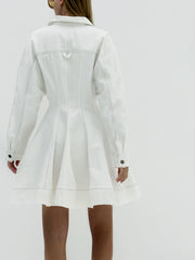 Rikki Fit & Flare Denim Dress | White