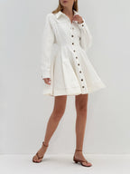 Rikki Fit & Flare Denim Dress | White