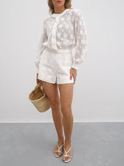 Genevive Cotton Lace Shorts | Ivory