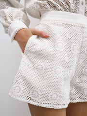 Genevive Cotton Lace Shorts | Ivory