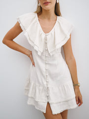 Terese Button Through Frill Dress | Ivory