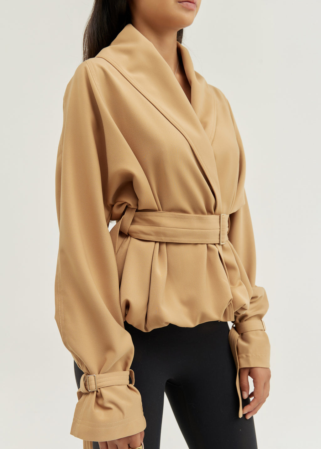 Yvette Belted Cuff & Waist Wrap Jacket | Golden