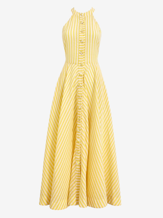 Sybil Cotton Resort Dress | Lemon/White