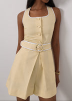 Tayla Belted Playsuit | Lemon Cream