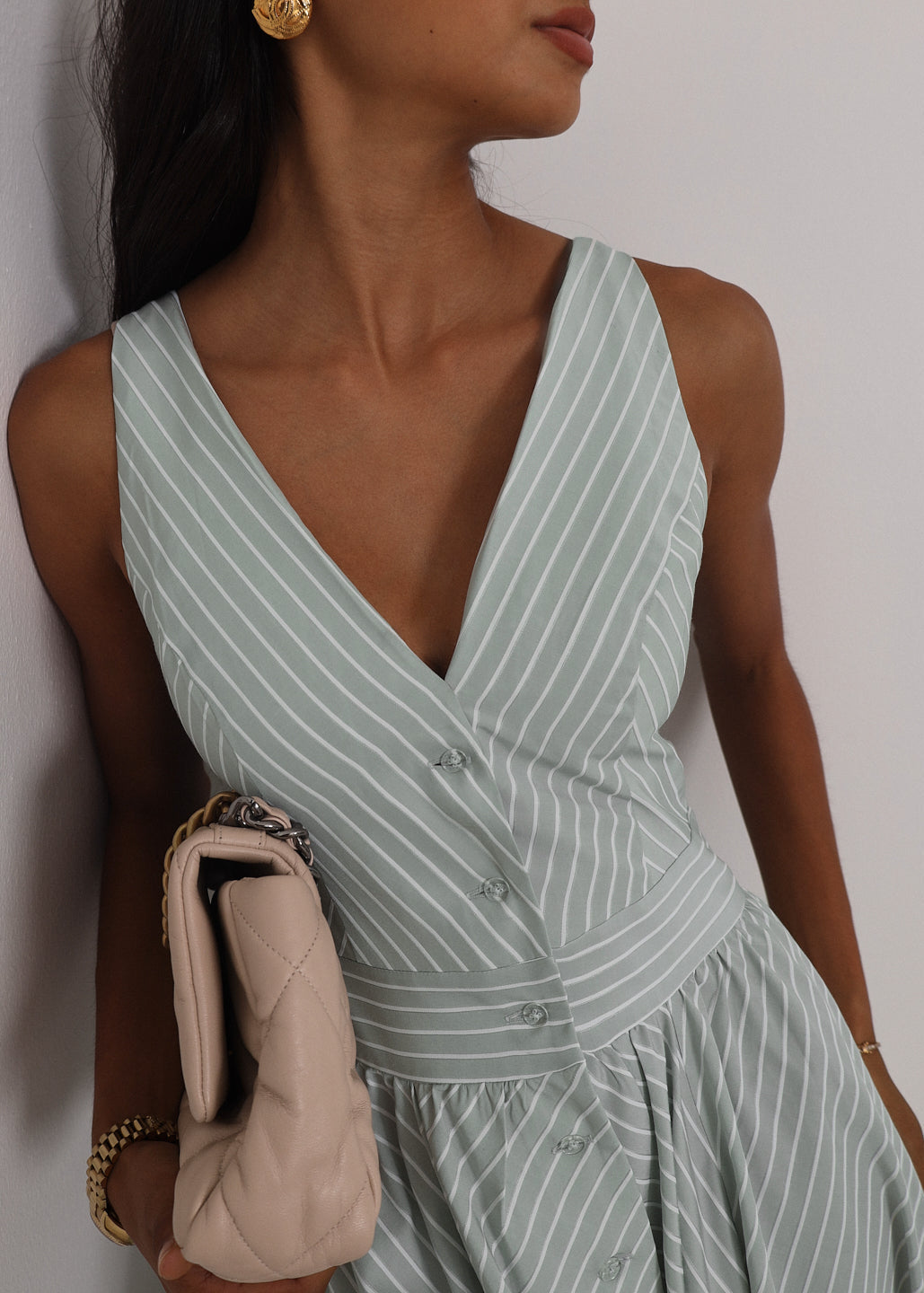 Kesha Stripe Icon Day Dress | Pistachio Pastel