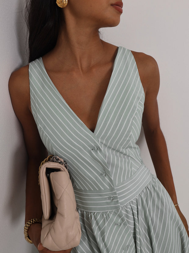 Kesha Stripe Icon Day Dress | Pistachio Pastel