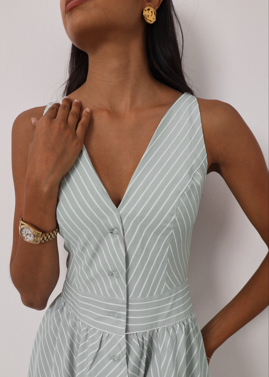 Kesha Stripe Icon Day Dress | Pistachio Pastel