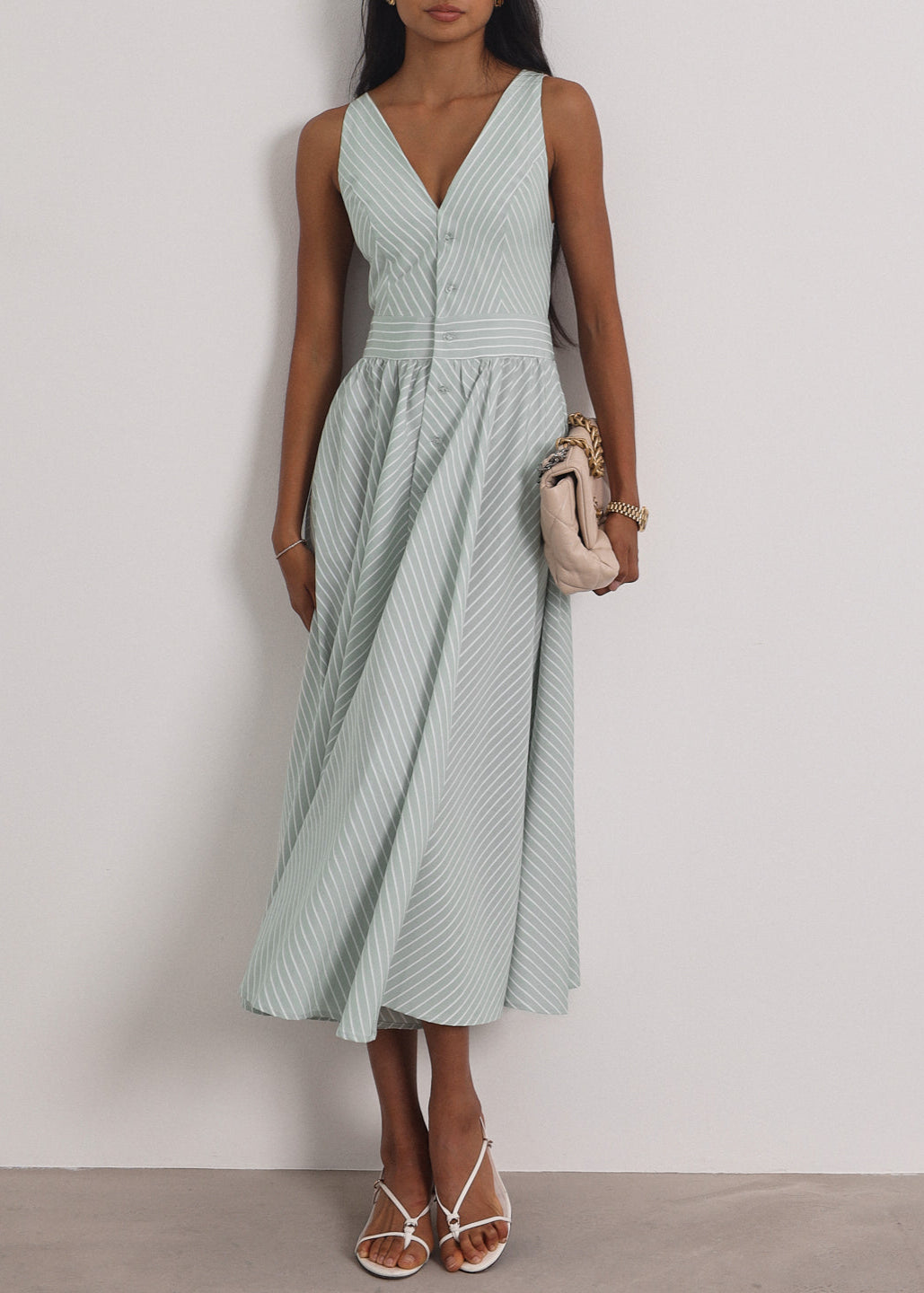 Kesha Stripe Icon Day Dress | Pistachio Pastel