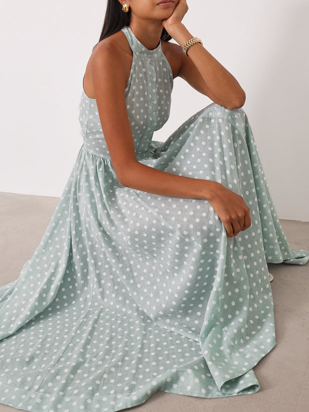 Adriana Polka Icon Timeless Dress | Pistachio/White