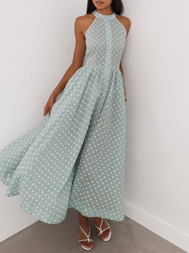 Adriana Polka Icon Timeless Dress | Pistachio/White