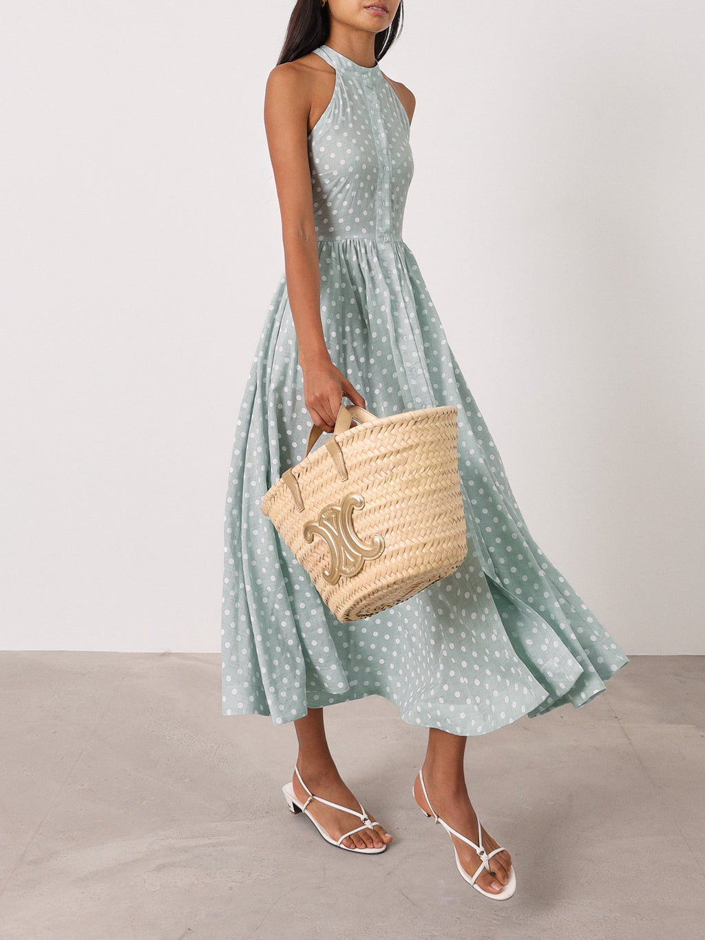 Adriana Polka Icon Timeless Dress | Pistachio/White