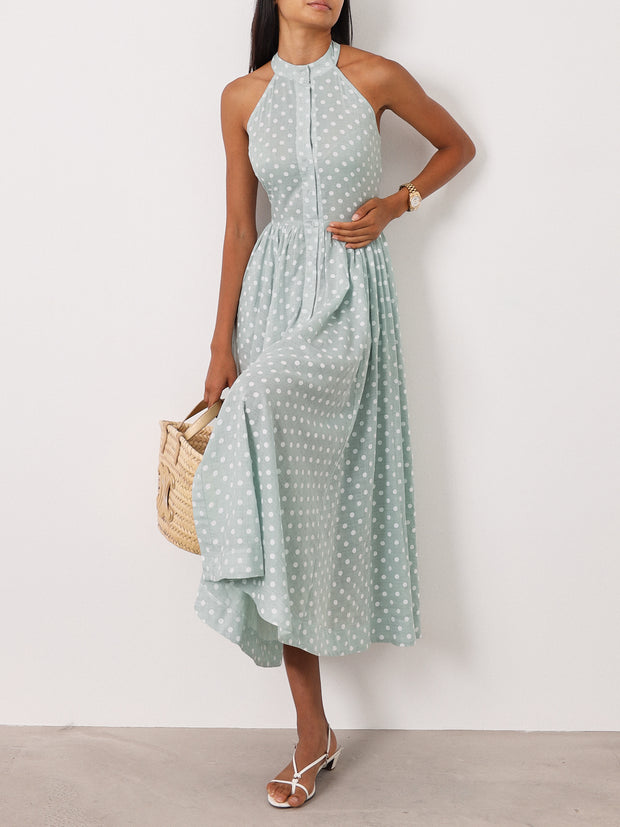 Adriana Polka Icon Timeless Dress | Pistachio/White