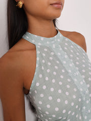 Adriana Polka Icon Timeless Dress | Pistachio/White