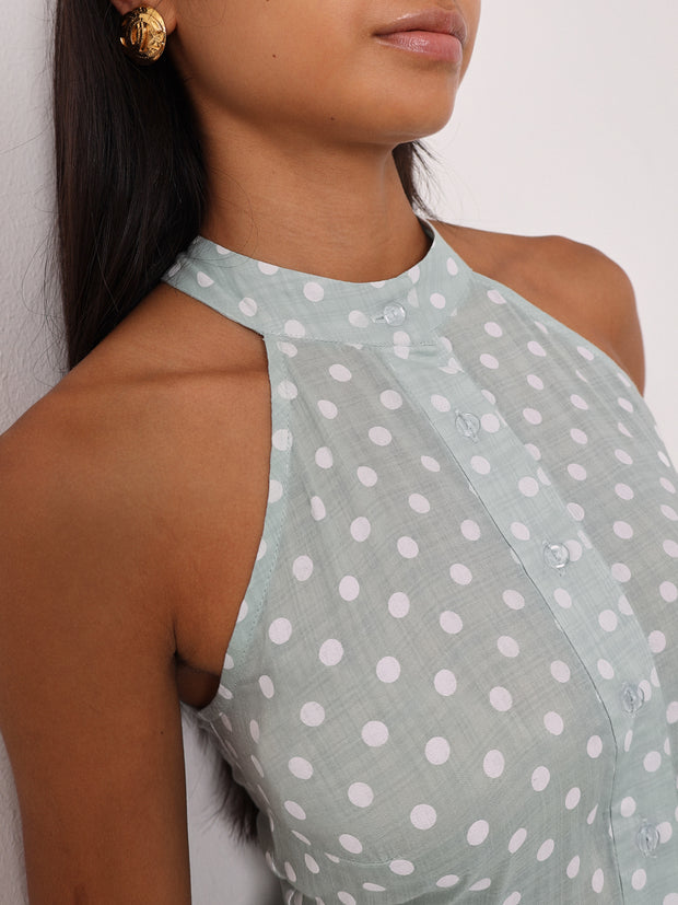 Adriana Polka Icon Timeless Dress | Pistachio/White