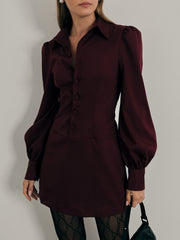 Alianna Shirt Style Playsuit | Claret