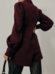 Alianna Shirt Style Playsuit | Claret