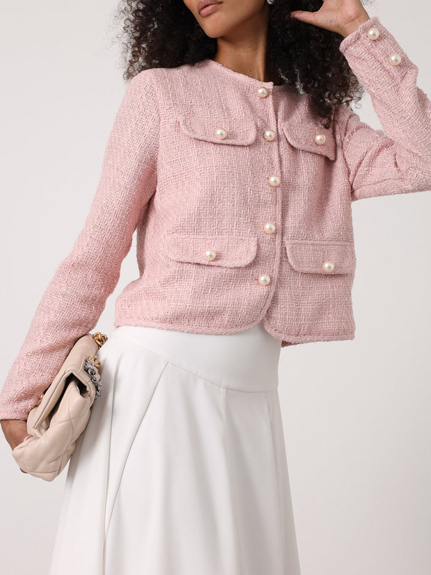 Amaris Tweed & Pearl Day Jacket | Rose Pink