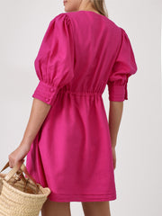 Anais Linen Day Dress | Hot Pink