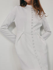 Anastasia Quilted Button Through Dress | White