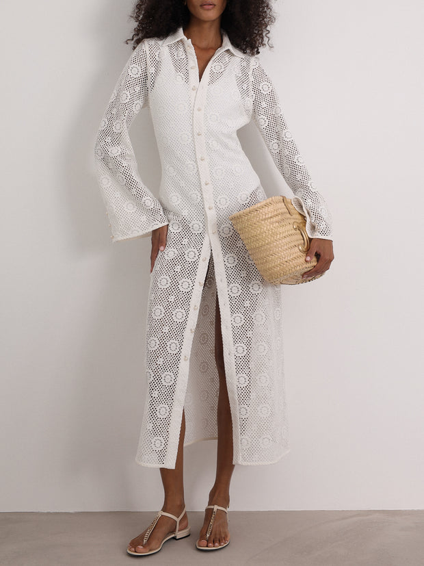 Antika Lace Resort Cover Up Dress | Seashell Cream