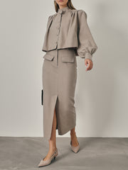 Anya Contemporary Trench Jacket | Almond Beige