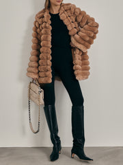 Apres Premium Stacked Fur Coat | Caramel