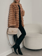 Apres Premium Stacked Fur Coat | Caramel