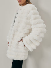 Apres Premium Stacked Fur Coat | Winter White