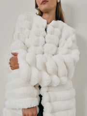 Apres Premium Stacked Fur Coat | Winter White