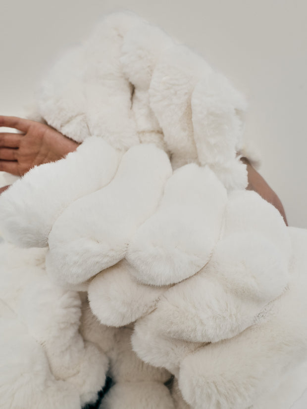 Apres Premium Stacked Fur Coat | Winter White