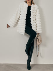 Apres Premium Stacked Fur Coat | Winter White