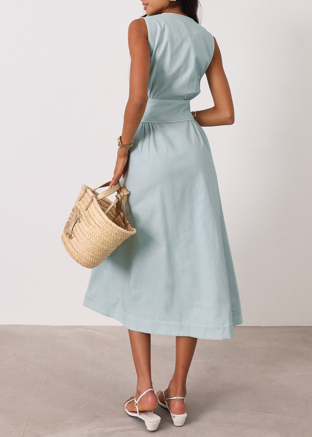 Arania Linen Contrast Trim Dress | Seabreeze