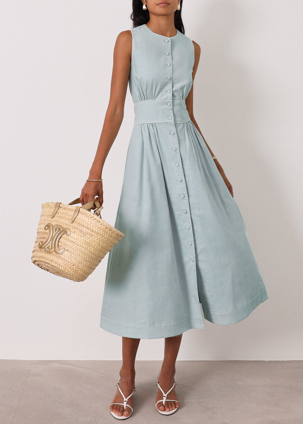 Arania Linen Contrast Trim Dress | Seabreeze