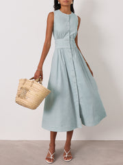 Arania Linen Contrast Trim Dress | Seabreeze