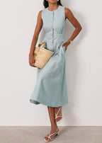 Arania Linen Contrast Trim Dress | Seabreeze