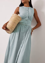 Arania Linen Contrast Trim Dress | Seabreeze