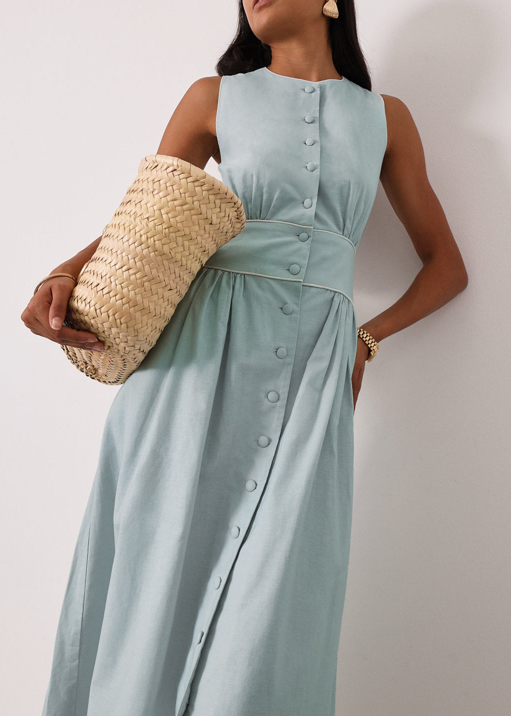 Arania Linen Contrast Trim Dress | Seabreeze