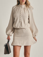 Aspen Volume Sleeve Knitted Sweater | Almond Beige