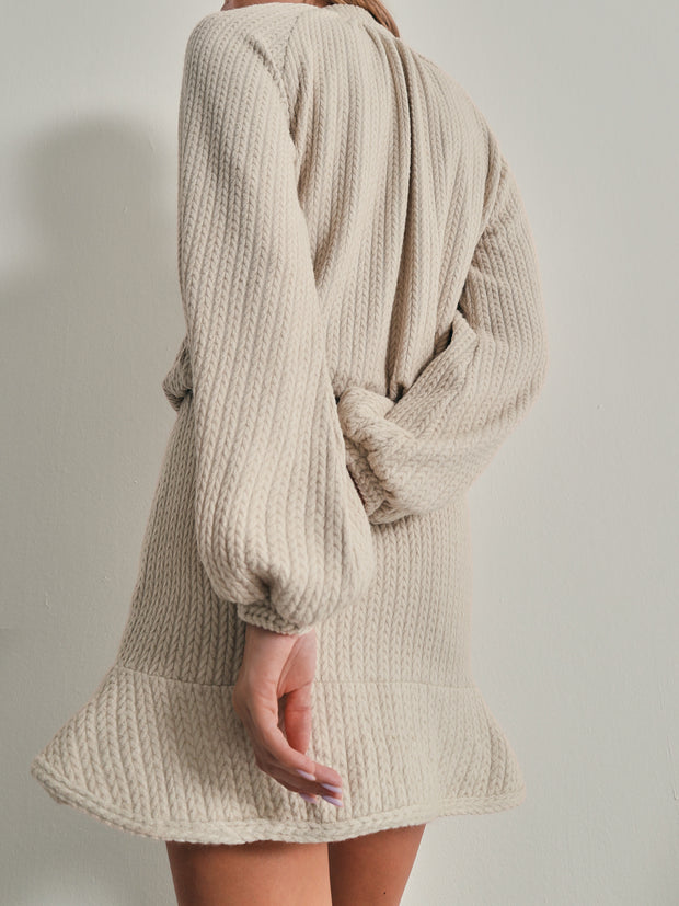 Aspen Volume Sleeve Knitted Sweater | Almond Beige