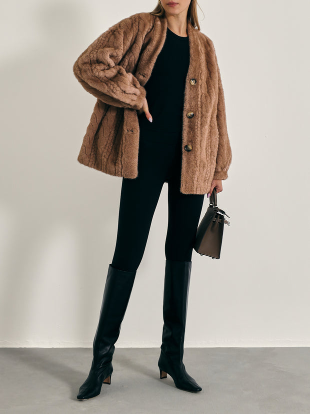 Vail Chic Fur Cardigan Coat | Camel