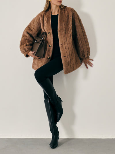 Vail Chic Fur Cardigan Coat | Camel