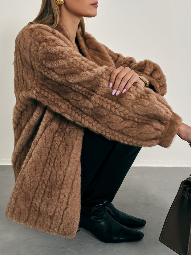 Vail Chic Fur Cardigan Coat | Camel