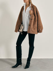 Vail Chic Fur Cardigan Coat | Camel