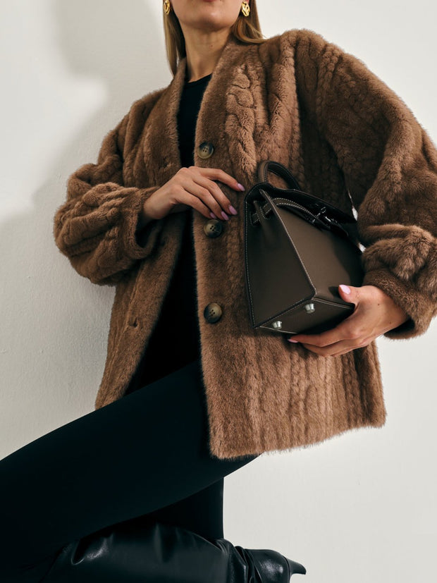 Vail Chic Fur Cardigan Coat | Camel