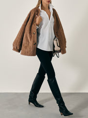 Vail Chic Fur Cardigan Coat | Camel