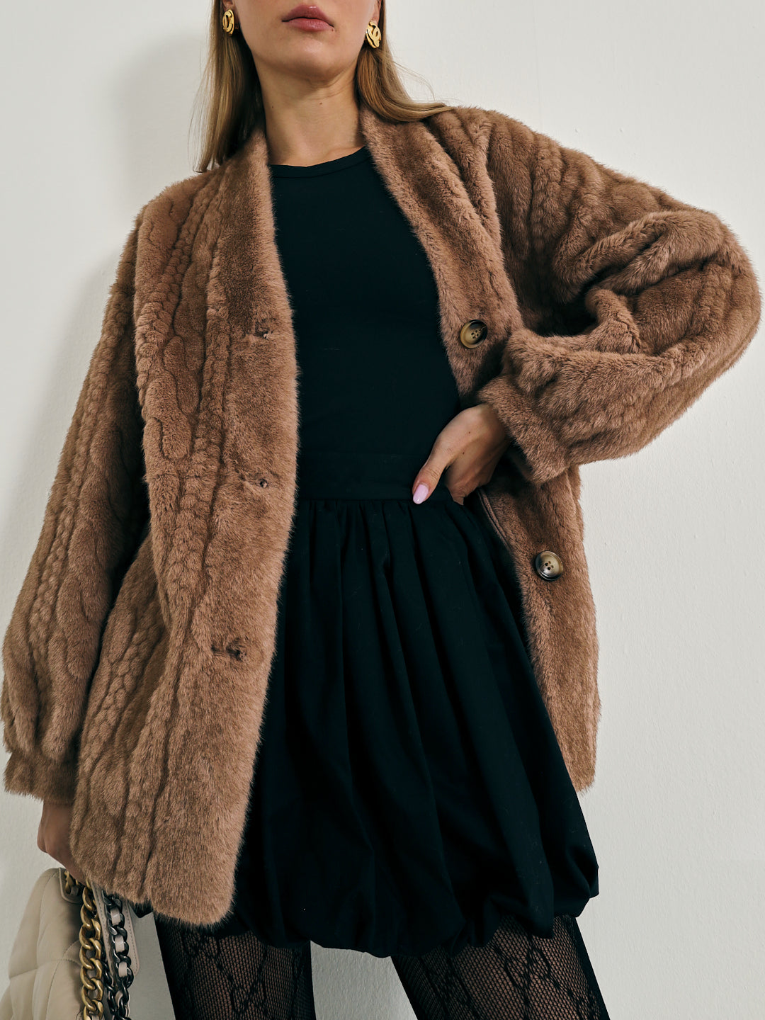 Faux fur cardigan jacket best sale