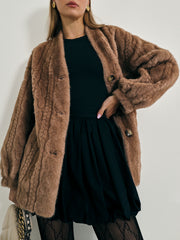 Vail Chic Fur Cardigan Coat | Camel