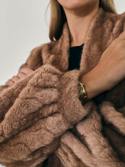 Vail Chic Fur Cardigan Coat | Camel