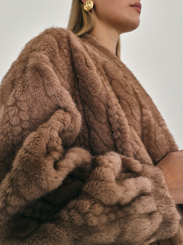 Vail Chic Fur Cardigan Coat | Camel