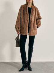 Vail Chic Fur Cardigan Coat | Camel